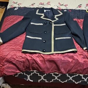 Valentino Black and Gold Structured Blazer with Elegant Lapels